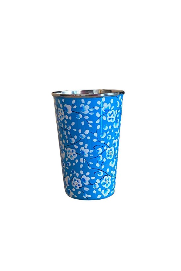 Enamel cup blue-white small flower