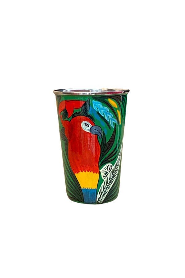Enamel cup green parrot