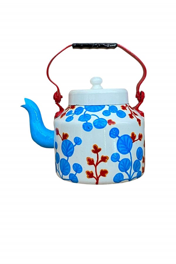 Enamel teapot hand painting blue white