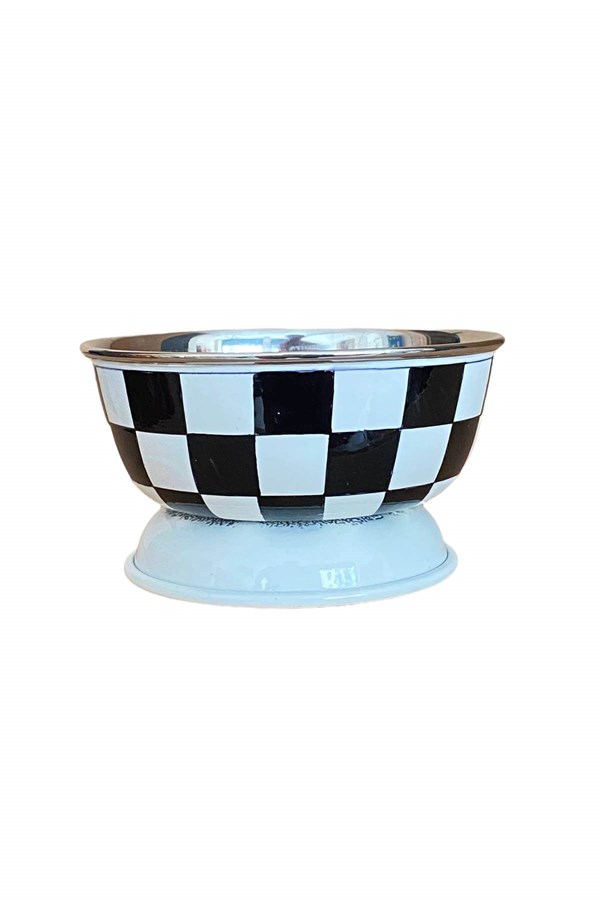 Enamel bowl 13 cm checkered