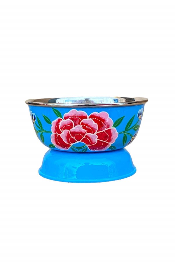 Enamel bowl 13 cm blue flower