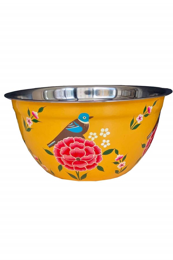 Enamel bowl 24 cm yellow bird
