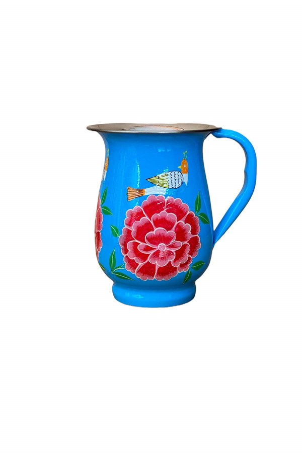 Enamel jug with light blue bird