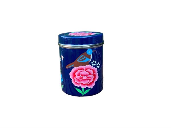 Enamel small coffee box navy blue bird
