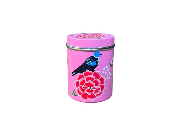 Enamel small coffee box pink bird