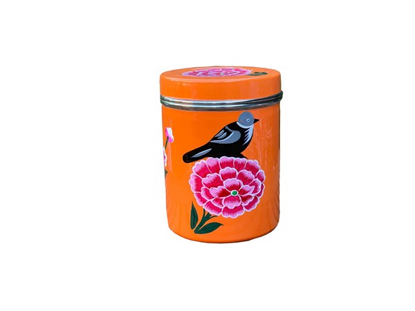 Enamel medium coffee box orange bird